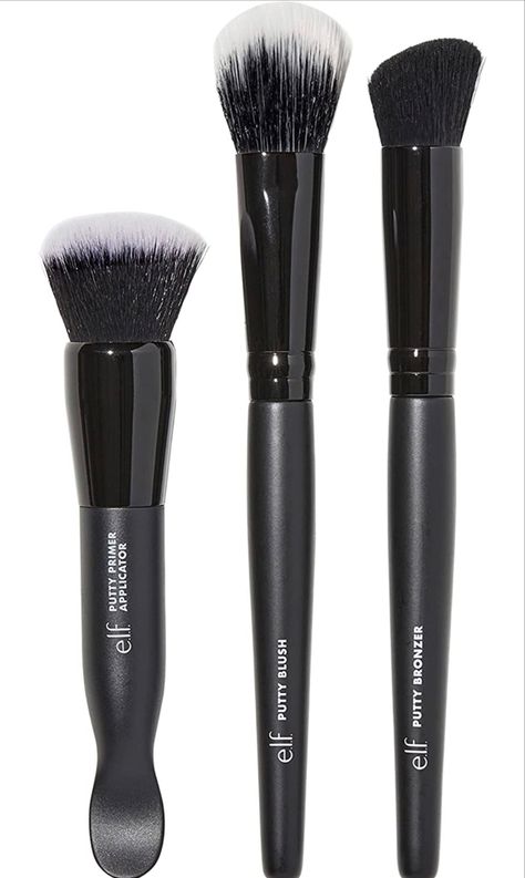 e.l.f. Putty Tools Trio, Set Of 3 Face Makeup Brushes For Putty Products, Helps You Easily Blend Putty Primer, Blush & Bronzer, Vegan & Cruelty-Free Elf Blush Brush, Elf Brushes, Putty Primer, Elf Products, Makeup Wishlist, Bronzer Brush, Wishlist 2024, 3 Face, Face Makeup Brush