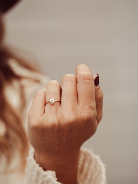 Engagement Rings Round Solitaire Gold, 6 Prong Gold Engagement Ring, Engagement Rings Round Gold, Moissanite Engagement Ring Round, Classy Engagement Ring, Round Solitaire Rings, Rose Gold Wedding Ring, Engagement Ring Round, Round Solitaire Engagement Ring