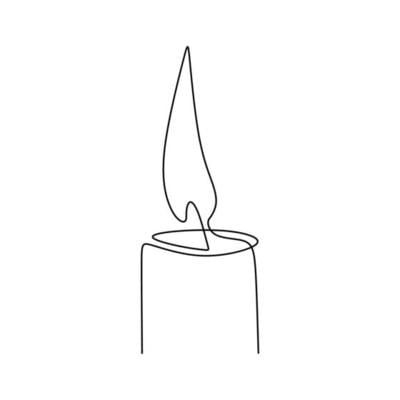 Candle Flame Tattoo, Candle Flame Drawing, Candle Art Drawing, One Continuous Line Drawing, Melting Candle, Candle Logo Design, Candle Illustration, Candle Drawing, Candle Logo