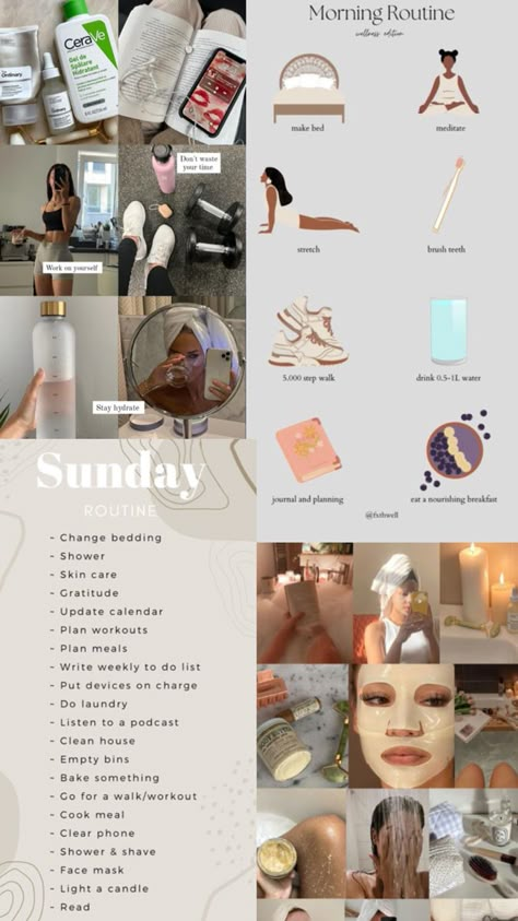 Sunday morning Routine🎧🛁🌸 Morning Routine Sunday, Sunday Morning Routine, Sunday Routine, Vision Board Inspiration, Facial Skin Care Routine, Good Luck Quotes, Healthy Lifestyle Motivation, Healthy Girl, Healthy Lifestyle Inspiration