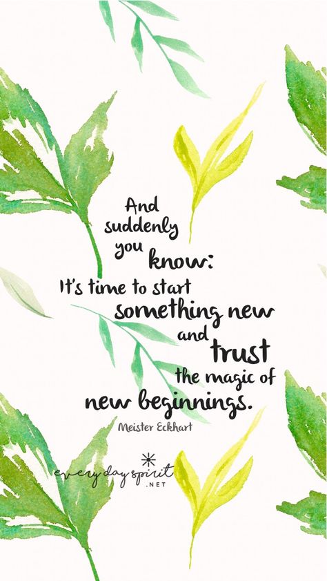 New Beginnings Quote, The Magic Of New Beginnings, Magic Of New Beginnings, Meister Eckhart, You Know It, New Beginnings, Something New, The Magic, To Start