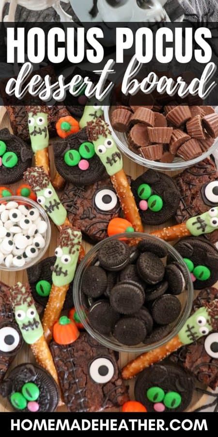 Hocus Pocus Dessert Board, Hocus Pocus Dessert, Easy To Make Treats, Valentines Charcuterie Board, Keto Valentines, Black Cat Cookies, Halloween Dessert Table, Fun Halloween Desserts, Hocus Pocus Party