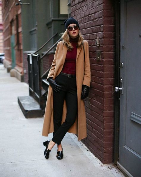 camel-max-coat-gucci-marmont-mid-heel-pump-loafer-nyc-fashion-blogger11 Heel Loafers Outfit, Heeled Loafers Outfit, Loafers Outfit Women, How To Wear Loafers, Winter Fashion Looks, Loafers Outfit, Chic Fall Outfits, Moda Paris, Camel Coat