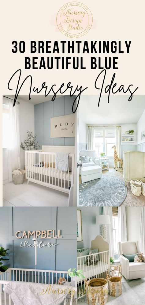 Read on for the best blue nurseries in varying tones. Get inspired and find the perfect shade of blue that's decadent enough for your space. Best Blue Nursery Paint Colors, Best Blue Paint For Nursery, Light Blue Accent Wall Nursery, Benjamin Moore Blue Nursery, Nursery With Blue Accent Wall, Steel Blue Nursery, Blue Gray Nursery Paint, Light Blue And White Nursery, Blue Accent Wall Nursery Baby Boy