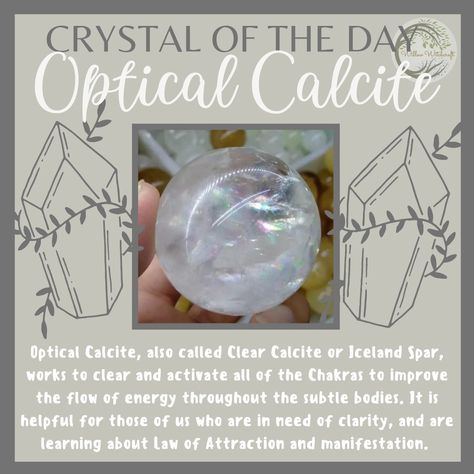 Optical Calcite Meaning, Calcite Meaning, Witchy Crystals, Crystal Identification, Optical Calcite, Crystal Tips, Crystal Magick, Crystal Witch, Crystal Healing Chart