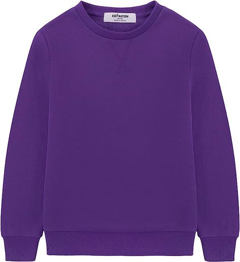 Amazon.com: Kid Nation Kids' Slouchy Soft Brushed Fleece Casual Basic Crewneck Sweatshirt for Boys or Girls XL Purple: Clothing, Shoes & Jewelry Purple Clothing, Basic Crewneck, Purple Crewneck, Sweatpants With Pockets, Fashion Hoodies, Fleece Sweatpants, Cotton Sweater, Hoodie Fashion, To My Daughter