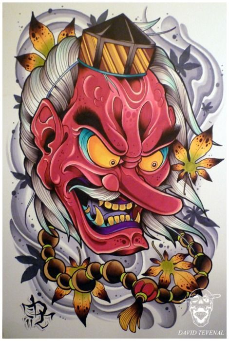 David_Tevenal Japanese Tattoo, Columbus, Tattoo Design, Mask, Red, Design