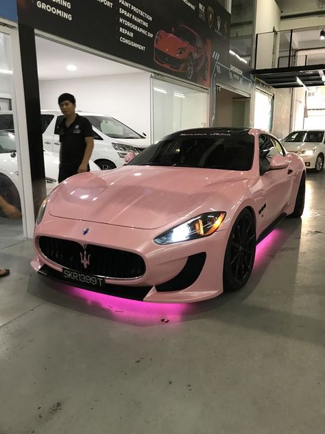 Black Pink Maserati with Pink underbody LED lightening Pink Maserati, Pink Cars, Pimped Out Cars, Girly Car, Fotografi Vintage, Cars Auto, Lux Cars, Street Racing Cars, Luxury Lifestyle Dreams