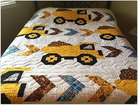 Construction Quilt Patterns, Construction Quilts For Boys, Construction Quilt, Truck Quilt, Kid Quilts Patterns, Bird Quilt Blocks, Car Quilt, Boys Quilt Patterns, Kid Quilts