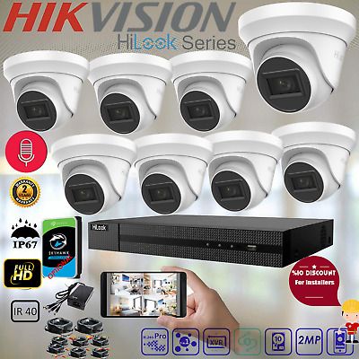 (eBay) HiLook CCTV 2MP Hikvision Home Security System 1080P 8CH DVR Audio MIC Camera Cctv Camera Installation Videos, Samsung Dv150f Camera, Camera System Security, Hikvision Cctv, Security Camera Installation, Connected Home, Windows System, Camera Shop, Hdmi Cables