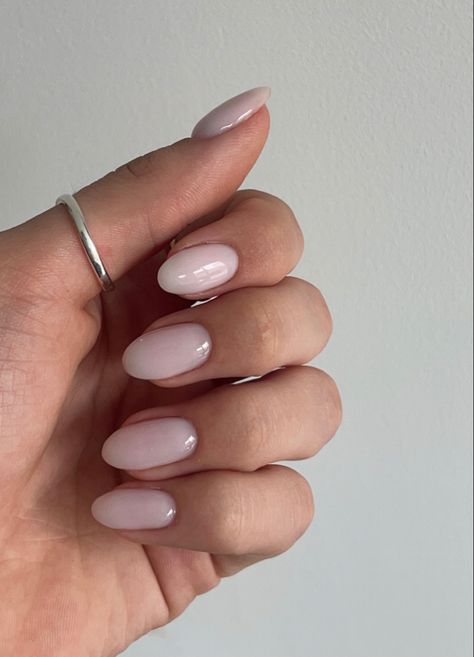 Almond Nails Natural Pink, Clean Girl Nails Almond Short, Simple Light Pink Almond Nails, Sns With Tips, Ballet Pink Almond Nails, Almond Nails Pale Pink, Classy Wedding Nails, Plain Nails, Clean Girl Aesthetic