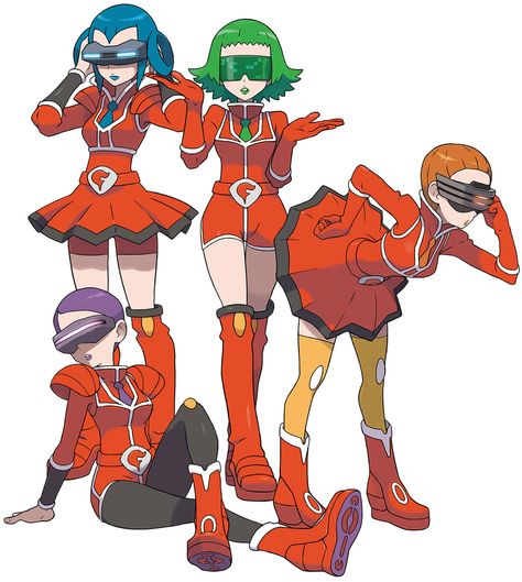 Team Flare Scientists from Pokémon X and Y Pokemon Team Leaders, Gijinka Pokemon, Pokemon X And Y, Cool Pokemon Cards, Pokemon Official, Pokemon Sketch, Pokemon Poster, Cosplay Inspo, Pokémon X And Y