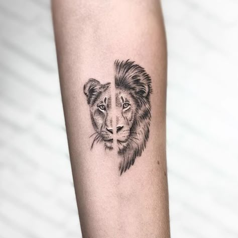 Lion And Lioness Tattoo, Female Lion Tattoo, Small Lion Tattoo, Lioness Tattoo, Lion Head Tattoos, Knot Bun, Leo Tattoos, Inspiration Tattoos, Mother Tattoos