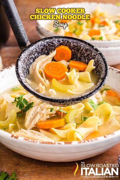 Crockpot Chicken Noodle Soup Recipes, Slow Cooker Chicken Noodle, Slow Cooker Chicken Noodle Soup, Homemade Vegetable Beef Soup, Slow Roasted Italian, Crockpot Chicken And Noodles, Chicken Noodle Soup Crock Pot, Chicken Noodle Soup Recipe, Homemade Chicken Noodle