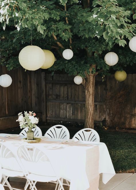 Garden guest table from a Backyard Garden Baptism on Kara's Party Ideas | KarasPartyIdeas.com (30) Outdoor Baptism Party Ideas, Backyard Baptism Party, Christening Ideas Girl, Backyard Party Ideas, Baptism Party Boy, Christening Decor, Baptism Party Decorations, Baptism Party Ideas, Confirmation Party