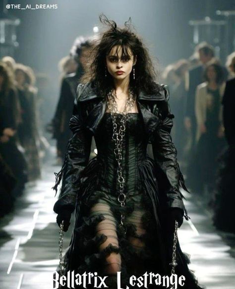 Bellatrix Halloween, Bellatrix Lestrange Makeup, Belatrix Lestrange, Bellatrix Lestrange Costume, Bellatrix Lestrange Aesthetic, Slytherin Dress, Villain Dresses, Harry Potter Bellatrix Lestrange, Helen Bonham