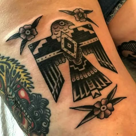 101 Best Thunderbird Tattoo Ideas You Have To See To Believe! - Outsons Native Thunderbird, Thunderbird Tattoo, Cowgirl Tattoo, Native American Thunderbird, Indian Tattoos, Western Ideas, Cowboy Tattoos, Native American Tattoo, Mythical Birds