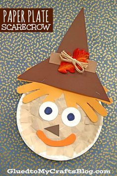 Paper Plate Scarecrow, Scarecrow Craft, Thanksgiving Crafts Preschool, Scarecrow Crafts, Craft Halloween, November Crafts, Fun Fall Crafts, Fall Arts And Crafts, Toddler Arts And Crafts