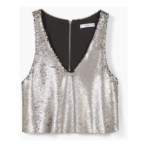 MANGO Reversible Sequins Top ($46) ❤ liked on Polyvore featuring tops, silver, reversible top, mango tops, v-neck tops, white v neck top and silver top White Sequin Top, Silver Crop Top, Silver Tank Top, White Singlet, Silver Sequin Top, Blusas Top, Sparkly Outfits, Sequins Top, White Crop Tank