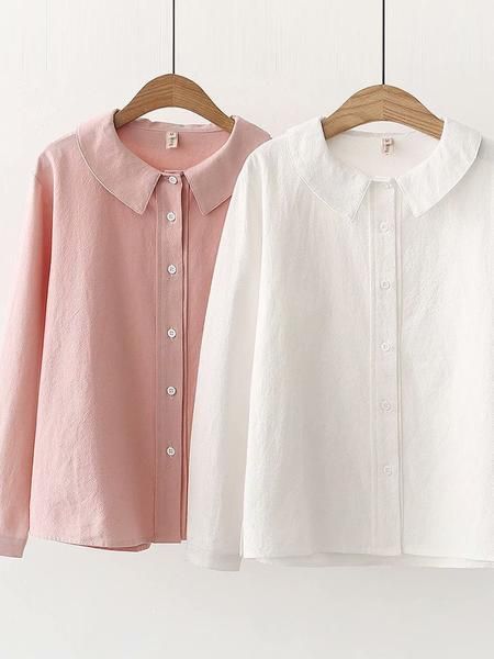 Women Casual Peter Pan Collar Tops Tunic Blouse Shirt – linenlooks Shirts For Women Stylish, Women Work Blouse, Peter Pan Collar Top, Peter Pan Collar Shirt, Basic Wardrobe, Casual Shirt Women, Linen Casual, Ladies Tops, Blouse Work Designs