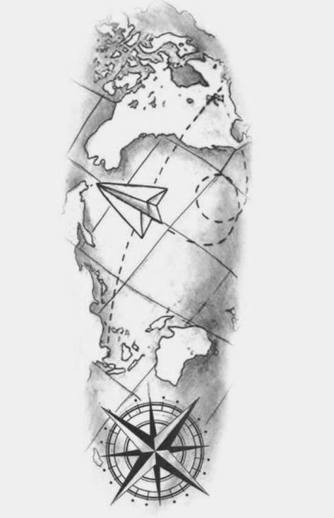 Map Grid Tattoo Design, Nautical Tattoo Stencil, World Map Tattoo Sleeve, Map And Compass Tattoo Design, Nautical Map Tattoo Design, Nautical Map Tattoo, World Map Tattoo Design, Map Tattoo Sleeve, Maps Tattoo