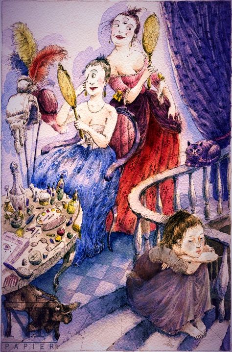 One-Eye, Two-Eyes, Three-Eyes; a different Cinderella story (Grimm brothers) Cinderella Grimm, Story Illustration, Grimm Tales, Three Eyes, Two Eyes, Cinderella Story, Writer Inspiration, Woman Art, Fairytale Art