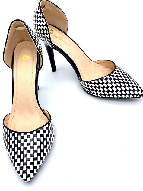 Vintage 1980s Black and White Checkered Stiletto Heels | Etsy Checkered Heels, Cutout Heels, Rainbow Shoes, Blue Heels, Lace Up Heels, Bold Black, Womens Heels, Pump Shoes, Leather And Lace