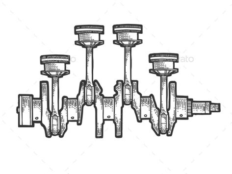 Crankshaft Drawing, Engine Logo, Mechanic Tattoo, Handmade Illustration, Mechanical Engineering Design, Engine Pistons, Small Tattoo Ideas, Article Design, White Hand