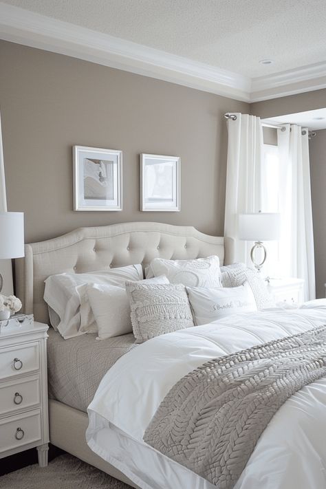 42+ Bedroom Color Scheme Ideas to Refresh Your Sanctuary Light Bedroom Ideas Color Palettes, Guest Room Color Scheme, Gender Neutral Bedroom For Couples, Grey Headboard Bedroom Color Schemes, Relaxing Bedroom Ideas Calming Colors, Bedroom Color Schemes Neutral, Master Room Decor, Bedroom Set Makeover, Bedroom Wall Color Ideas