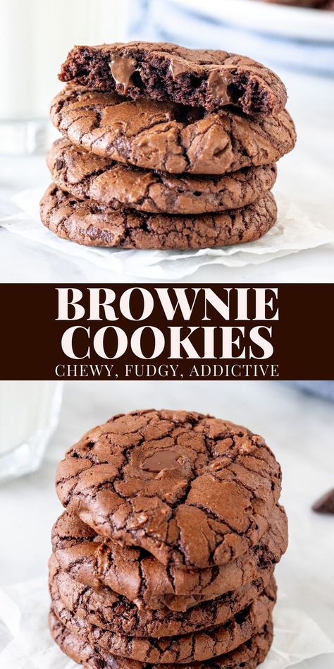 Chewy Chocolate Cookies, Chocolate Brownie Cookies, Best Chocolate Chip Cookies, Cookie Brownie Recipe, Chewy Brownies, Best Chocolate Chip, Chocolate Cookie Recipes, Brownie Cookies, Chewy Cookie