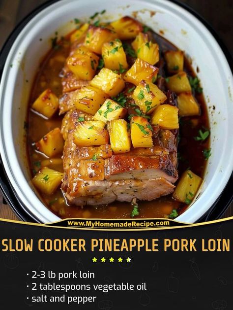 Pork Loin Filet Crock Pot Recipes, Pineapple Pork Loin Crockpot, Slow Cooker Pineapple Pork Loin, Pineapple Pork Loin, Slow Cooker Pineapple Pork, Pork Loin Crock Pot Recipes, Crockpot Pork Loin, Slow Cooker Pork Loin, Pork Tenderloins