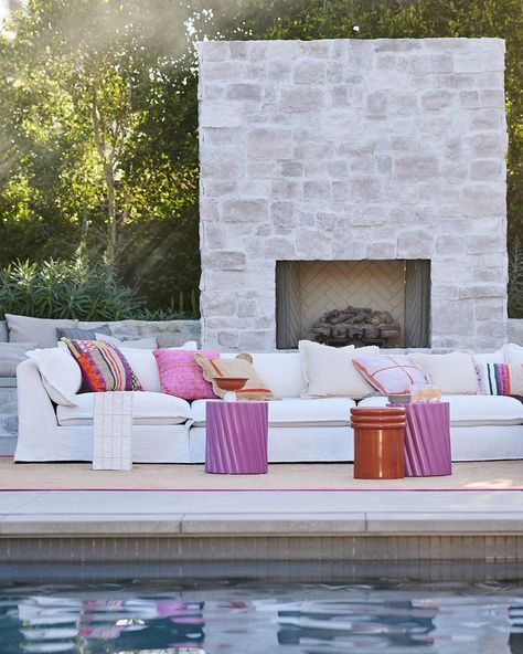 AnthroLiving | It’s never too late to perfect your summer patio. The pieces you’ve been missing? Stylish side tables in an array of sizes, shapes, and… | Instagram Luxury Outdoor Patio, Mindy Gayer Design, Ceramic Side Table, Mountain Dream Homes, Design Backyard, Outdoor Fireplace Designs, Ceramic Stool, Stylish Side Table, Outdoor Side Table