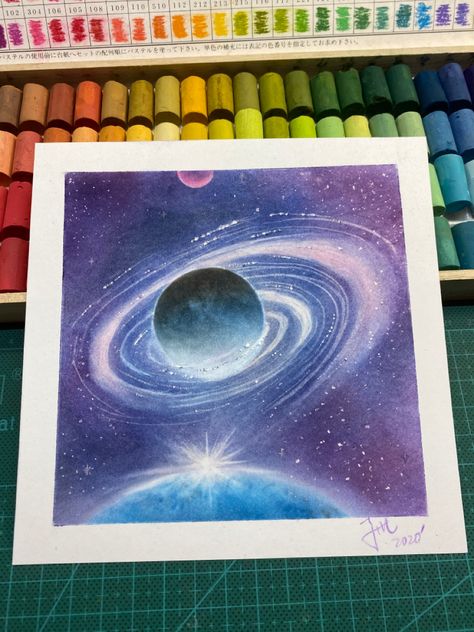 Nagomi Pastel Art, Nagomi Art, Fungi Art, Soft Pastels Drawing, Black Canvas Art, Soft Pastel Art, Astronomy Art, Oil Pastel Paintings, Oil Pastel Art