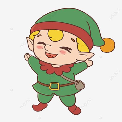 Elf Cartoon, Elf Clipart, Elf Drawings, Elves Christmas, Elf Tree, Elves Gift, Holiday Artwork, Gift Drawing, Png Hd