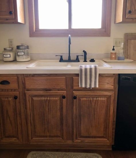 Sand And Stain Kitchen Cabinets, Diy Stain Kitchen Cabinets, Sanded Honey Oak Cabinets, Briwax Oak Cabinets, Sand And Stain Cabinets, Re Stain Kitchen Cabinets, How To Stain Oak Cabinets, Staining Cabinets Without Sanding, Paint Or Stain Kitchen Cabinets