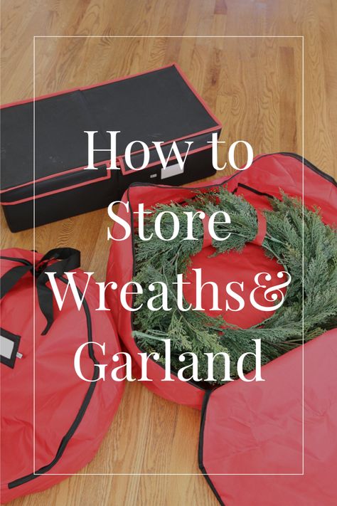 Ditch the boxes your decorations came in and get these instead. Affordable and practical, they'll keep your stuff organized and safe for years to come! Storage For Christmas Decorations, Christmas Garland Storage, How To Store Wreaths In Garage, Christmas Garland Storage Ideas, Storing Wreaths Ideas, How To Store Garland, How To Store Christmas Garland, Garland Storage Ideas, Wreath Storage Ideas