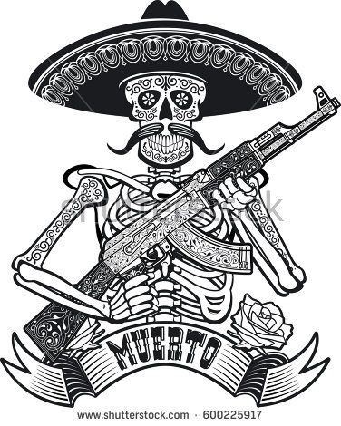 Mariachi Artwork, Bandit Illustration, Bandit Tattoo, Mexican Cowboy, Candy Skull Tattoo, Traditional Tattoo Flowers, Evil Tattoo, Mexican Culture Art, Cholo Art