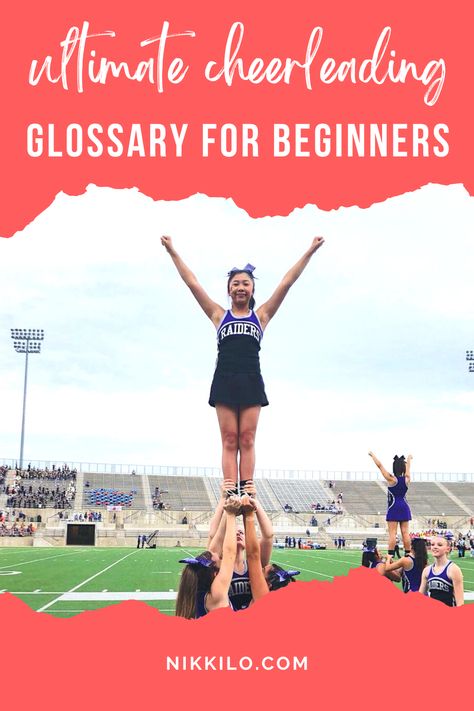 How To Coach Cheerleading, Cheerleading Moves For Beginners, Beginner Cheerleading Tips, Cheer Practice Games, Cheer Games For Practice, Youth Cheer Practice Plan, Cheer Terms, Cheerleading Practice Plan, Cheer Stunts For Beginners