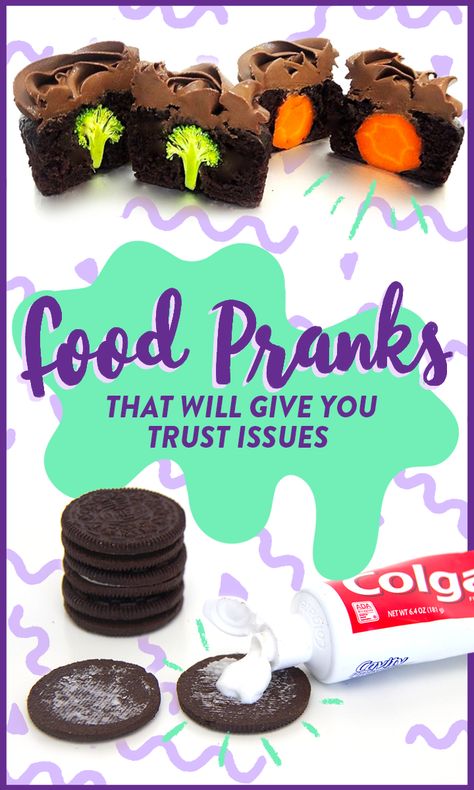 First rule of April Fools' Day: never accept food from anyone April Fools Pranks For Teenagers, April Fools Pranks For Work, Pranks To Pull On People, Food Prank, April Fools Tricks, April Fools Food, Work Pranks, Best April Fools Pranks, Evil Pranks