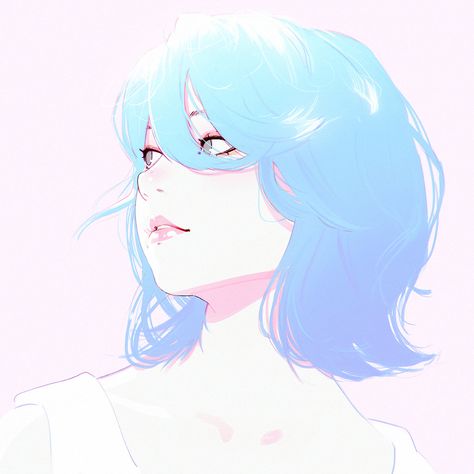 chill by Kuvshinov-Ilya Girl With Blue Hair, Kuvshinov Ilya, Ilya Kuvshinov, Anime Face Drawing, Face Sketch, Japon Illustration, Drawing Faces, Nature Tattoos, Arte Fantasy