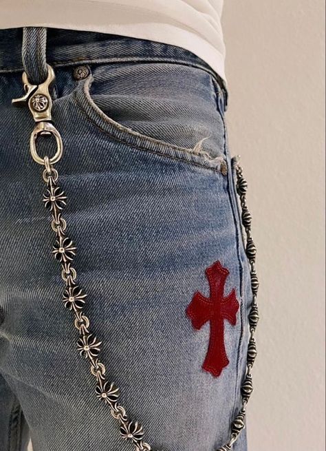 Chrome Hearts Chain, Chrome Hearts Jewelry, Jeans Chain, Wallet Chains, Pant Chains, Y2k Accessories, Mens Outfit Inspiration, Jewelry Lookbook, Chrome Hearts