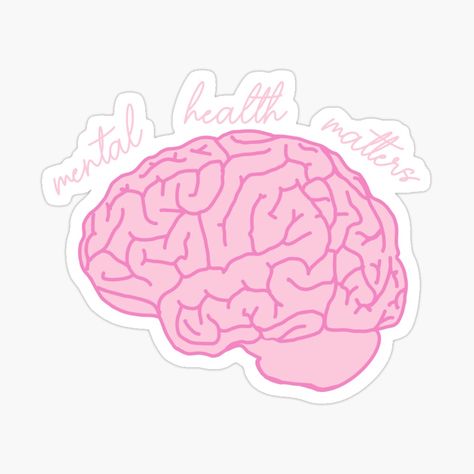 Pink Brain Aesthetic, Pink Psychology, Healthy Stickers, Pink Mental Health, Womens Mental Health, Pink Therapy, Brain Sticker, Mental Health Stickers, Class Board