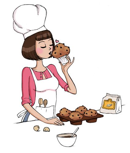 Personal illustrations by Mademoiselle Eve at Coroflot.com Cooking Cartoon Illustration, Baking Art Illustration, Woman Cooking Illustration, Cooking Art Drawing, Baker Drawing, Baker Illustration, Baking Drawing, Illustration Person, Cooking Illustration