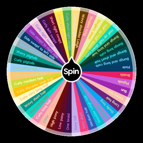 Hair styles for girls  | Spin the Wheel - Random Picker Spin Hairstyle, Oc Hair Color Ideas, Spin The Wheel Gacha Oc, Hair Colour Wheel, Oc Spin The Wheel, Oc Hair Ideas Drawing, Oc Hair Ideas, Gacha Hair Ideas, Random Hairstyles