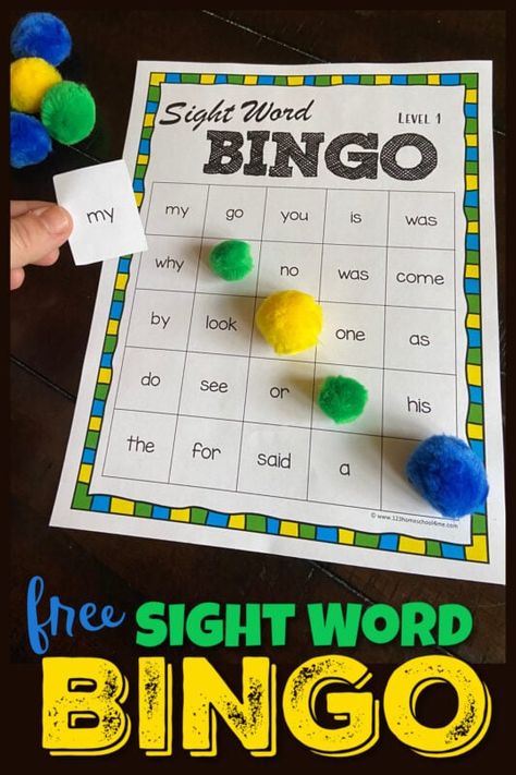 Sight Word Bingo Free Printable, Site Word Games, Free Sight Word Activities, Free Sight Word Games, Preschool Reading Activities, Sight Words Activity, Bingo Free Printable, Pre K Sight Words, Third Grade Sight Words