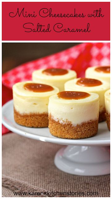 Mini Cheesecakes with Salted Caramel Mini Cheesecake Pan Recipes, Mini Baked Cheesecakes, Basic Cheesecake, Baking Cheesecake, Basic Baking, Mini Cheesecake Pan, Dessert Mini, Mini Cheesecake Recipes, Cheesecake Mini