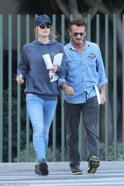 Hot date: 56-year-old Sean Penn and his new girlfriend Leila George, 24, continued their romantic week by perusing the Los Angeles County Museum of Art on Thursday Leila George, His New Girlfriend, Valentino Sneakers, Hawaii Trip, Sean Penn, New Couple, La Art, Its A Mans World, Age Gap