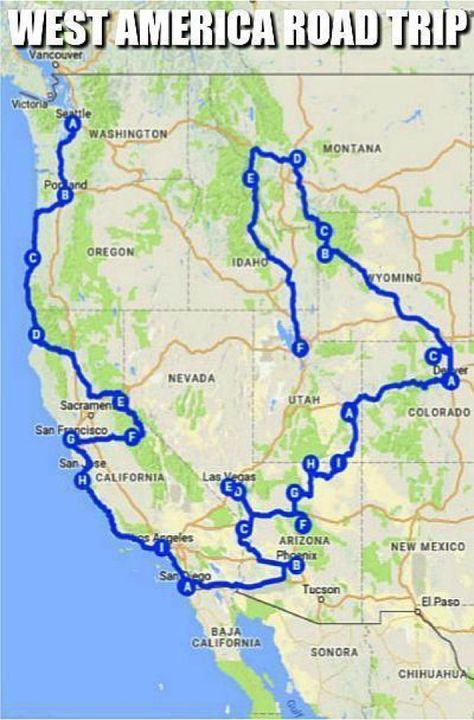 Road Trip Grand Canyon, America Road Trip, West America, Road Trip Map, Rv Road Trip, Ski Holiday, Road Trip Routes, Perfect Road Trip, West Coast Road Trip