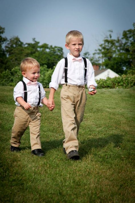 Our adorable ring bearers Spencer and David. Ring Bearer Outfit Khaki Pants, Ring Bear, Bearer Outfit, Ring Bearers, Ring Bearer Outfit, Paper Ring, Italian Wedding, Marry You, Ring Bearer