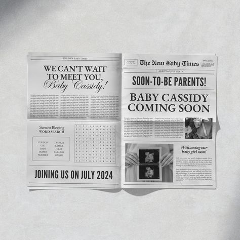 Printable Newspaper, Blank Newspaper, Baby Is Coming, Times Newspaper, Guide Template, Newspaper Template, London Baby, Newspaper Design, Diy Templates